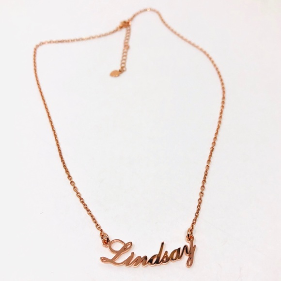 “LINDSAY” rose gold sterling silver name necklace, NWOT - Picture 2 of 6